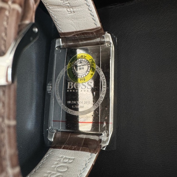 Hugo Boss Classico Silver Rectangle Dial Brown Leather Men’s Watch 1512967 - Picture 10 of 13